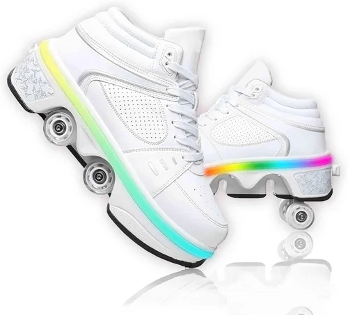 Vista 17 de Rueda de deformación de doble hilera Zapatos para caminar automáticos Deformación invisible Patín de ruedas 2 en 1 Patines de polea extraíble