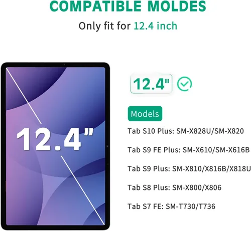 Vista 2 de apiker [Paquete de 2] Protector de pantalla para Samsung Galaxy Tab S10 Plus/S9 Plus/S9 FE Plus/S7 FE 5G/S8 Plus de 12.4 pulgadas, vidrio templado