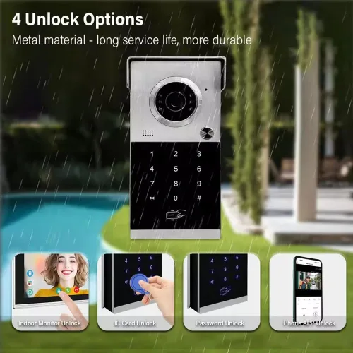 Vista 5 de ANJIELO SMART Sistema de video portero con cable,Sistema de teléfono de puerta de timbre de video de 7 pulgadas,Video Door Phone Record Video