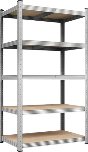 Vista 20 de Yaheetech Estantes de almacenamiento, estantería de metal ajustable resistente de 5 niveles, estante industrial para garaje, almacén, despensa, Negro