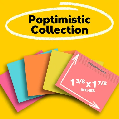 Vista 2 de Post-it Notas, 1.38 x 1.88 in, Colección Poptimist, 18 blocs