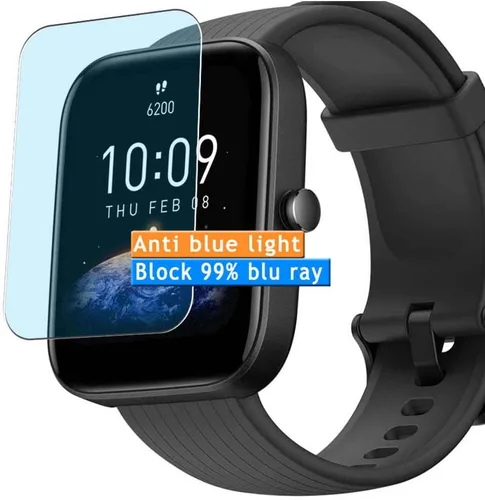 Paquete de 3 protectores de pantalla anti luz azul, compatibles con Amazfit Bip 3 Pro TPU Film Protector adhesivo [no vidrio templado]