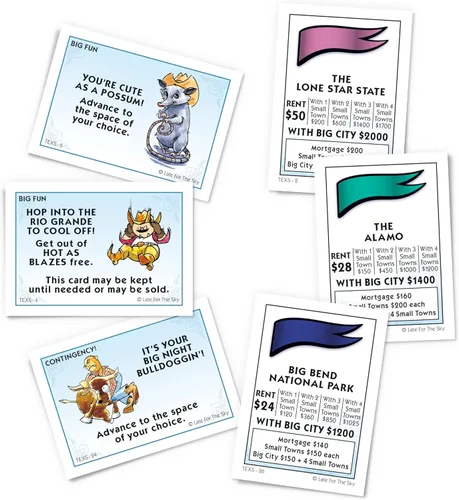 Vista 3 de Late for the Sky Texas-opoly Game, 96 meses a 9600 meses