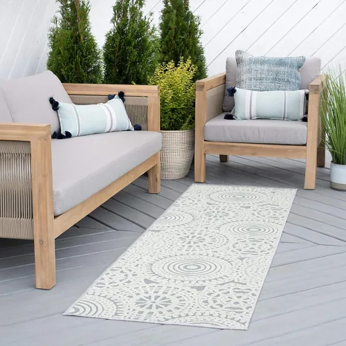 Alfombra de yute azul resistente al agua, 2 x 8 pies, para interiores y exteriores, para patio, terraza, entrada, jardín, porche, exterior,