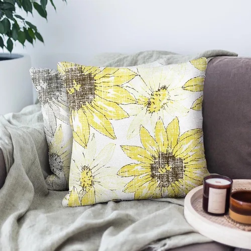 Vista 2 de Juego de 2 fundas de almohada de 18 x 18 pulgadas, elegantes almohadas decorativas de girasol, fundas de almohada de crisantemo para exteriores