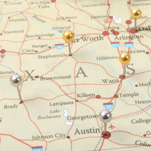 Vista 7 de 500 pines de presión metálicos para mapas, de 1/8 de pulgada, cabeza redonda con cabeza de punta de acero inoxidable para tablón de anuncios, mapas