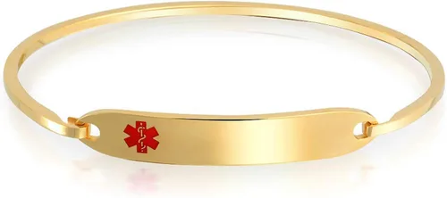 Vista 17 de Bling Jewelry Pulsera de identificación médica con grabado personalizable, elegante y con brazalete de 7 pulgadas para mujer, de acero inoxidable