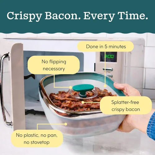 Vista 4 de Anyday Almacenamiento de alimentos cuadrado de vidrio de 10 tazas con tapa de vidrio Utensilios de cocina y microondas sin plástico Recipiente