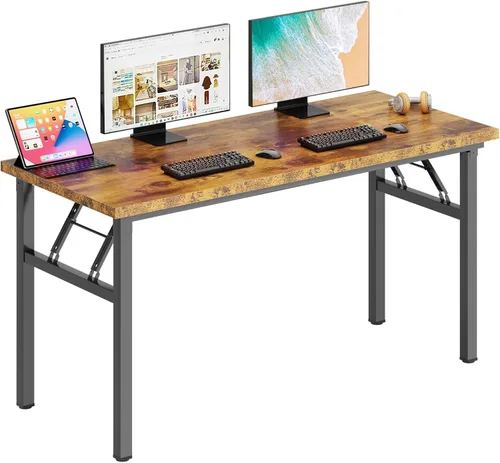Vista 246 de DlandHome Escritorio plegable pequeño de 31.5 pulgadas, escritorio de computadora para oficina en casa, mesa plegable para espacios pequeños,