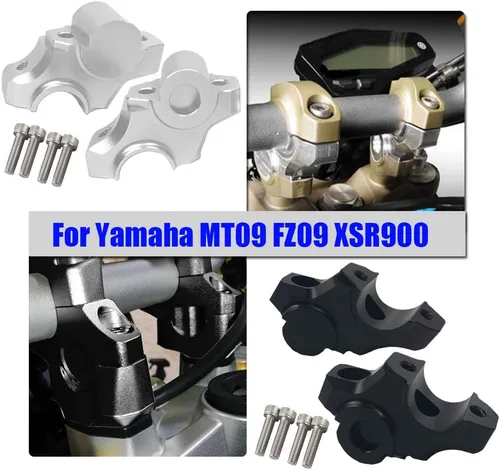 Vista 3 de Para Yamaha MT09 FZ09 XSR900 Manillar Riser Higher Back Extender Adaptador Raiser 2012 2013 2014 2015 2016 2017 2018 MT FZ 09 (negro)