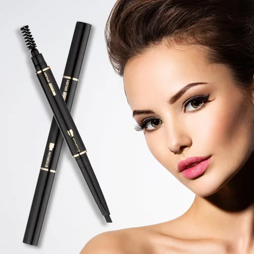 Vista 7 de Lápiz de cejas 2 paquetes, lápiz de cejas impermeable a prueba de manchas con cepillo para cejas, kit automático de maquillaje para cejas, negro