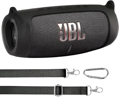 Vista 21 de co2CREA Funda de silicona para altavoz Bluetooth JBL Charge 5 portátil a prueba de agua, funda de viaje suave con correa para el hombro, funda