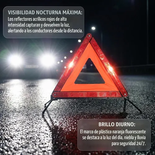 Vista 7 de Fasmov Paquete de 3 Marcos de Advertencia Triangulares Triángulo de Advertencia de Emergencia Reflector Kit de Triángulos de Seguridad, Triángulo