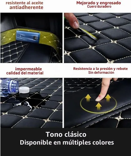 Vista 4 de Tapete de carga personalizado para maletero de automóvil, impermeable, antideslizante, protección para todo tipo de clima, material de cuero Negro