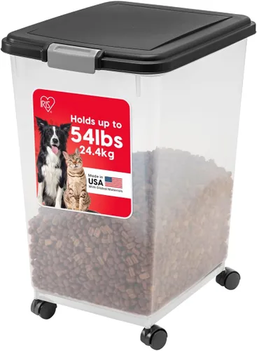 Vista 17 de IRIS USA Contenedor hermético de almacenamiento de alimentos para perros, hasta 40 libras, ruedas acoplables, para almacenamiento de alimentos