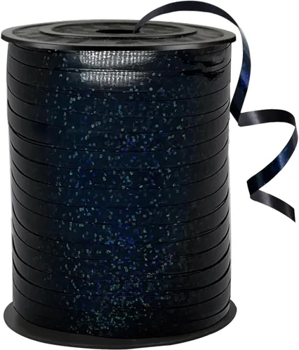 Cinta de 500 yardas, color negro, brillante, para decoración de fiestas para globos, fiestas, manualidades
