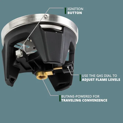 Vista 5 de HikeCrew - Estufa portátil a gas y sistema de cocina, placa de cocina compacta para acampar con olla de 1 litro, tapa de silicona, mango plegable