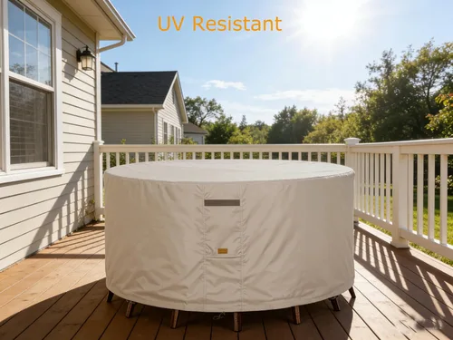 Vista 6 de Fundas para muebles de patio, resistentes al agua, 600D, resistentes a los rayos UV, redondas, para exteriores, pequeñas, redondas, 48 pulgadas