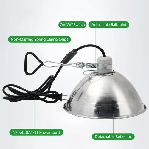 Vista 8 de Simple Deluxe - Enchufe de lámpara de abrazadera con reflector de aluminio de 10.5 pulgadas, adecuado para lámpara de hasta 250W