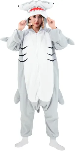 LZBXBXDA Pijama de tiburón de martillo para adultos, disfraz de animal para Halloween, ropa para el hogar, para hombres y mujeres