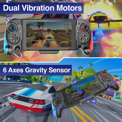 Vista 3 de ZUJO Pro Controller for Nintendo Switch, Joy-Cons Replacement, Wireless Gamepad Case With Six Axes Gravity Sensor, Dual Motor Vibration and Turbo