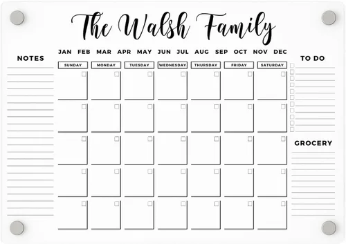 Calendario de borrado en seco – Planificador magnético personalizado para nevera 2026 – Tablero magnético mensual magnético de cocina – Decoración