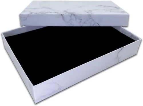 TheDisplayGuys - Caja de regalo de papel kraft con inserción de terciopelo, 12 unidades, collarcolgante, mármol blanco #53 (5-38 x 3-78 x 1 pulgadas)