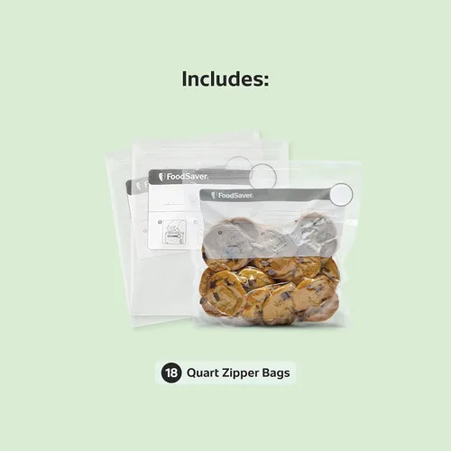 Vista 6 de FoodSaver Bolsas con cremallera al vacío de construcción multicapa sin BPA de 1 cuarto de galón, 18 unidades (paquete de 2)