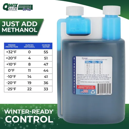 Vista 4 de Qwix Mix Concentrado líquido para lavaparabrisas, 1 botella hace 880 galones, 1 onza. Hace 55 galones – 100% biodegradable removedor de suciedad