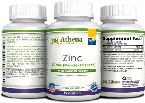 Vista 4 de Athena - Suplemento de zinc comprimidos 50mg - Óxido/Citrato - 100 comprimidos recubiertos