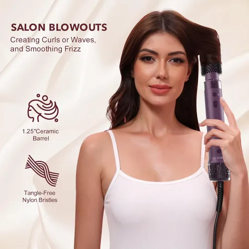Vista 8 de StyleVibe Air Styler, cepillo para secador de pelo y secador de pelo con estuche de viaje, rizos de envoltura automática (L/R), secado rápido