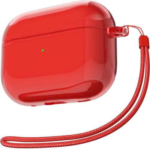 Vista 12 de Svanove Funda transparente para Airpods con correa, bonita carcasa rígida transparente de plástico para Airpods de 1ª 2ª generación con cuerda