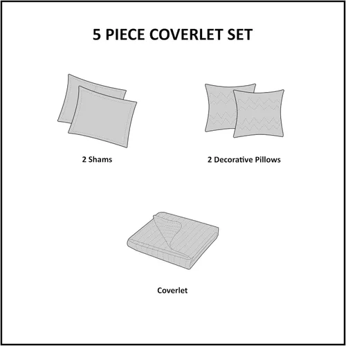 Vista 6 de Madison Park - Juego de edredón lujoso con diseño de rayas jacquard, para todas las estaciones, ligera, almohada decorativa, KingCal King