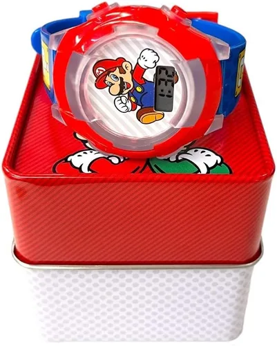 Vista 5 de Accutime Reloj digital con luz Super Mario Es hora de aventuras! (Edades 3+), Azul, Reloj de pulsera digital para niños