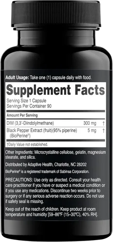 Vista 2 de Nugenix Essentials DIM Suplemento 305 mg de diindolilmetano y bioperina para el equilibrio hormonal, 90 cápsulas