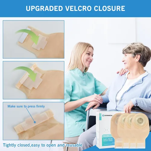 Vista 7 de 10 bolsas de colostomía, bolsas de ostomía convexas de una pieza, bolsas drenables con hebilla de cinturón, cortadas para ajustar, máximo 1.772 in