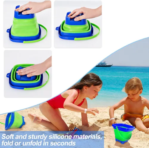 Vista 3 de Red de pesca para niños, red de aterrizaje telescópica con mango de poste de aluminio, cubo de arena plegable, red de mariposa para jugar al aire