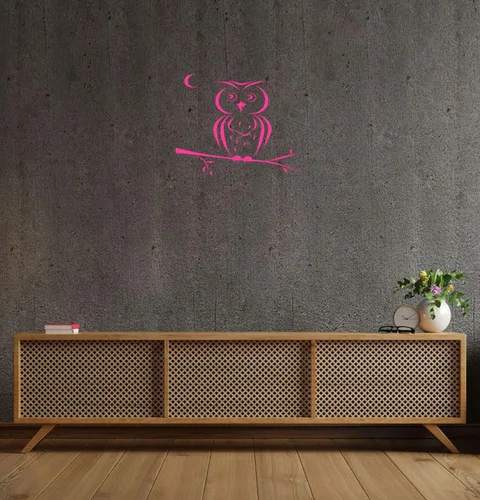 Vista 5 de Owl Bird in Tree Branch Moon for Hood Decor Removable Stylish Sticker Unique Design Any Vehicle tk50 (15in x 12in, lime green)