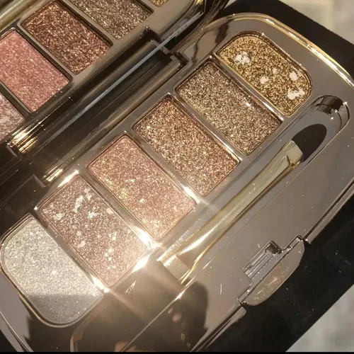 Paleta de sombras de ojos con purpurina y brillo, 6 colores, sombra de ojos dorada, altamente pigmentada, de larga duración, impermeable, a prueba