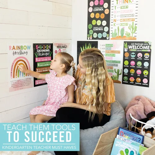 Vista 6 de Hadley Designs 8 Pósters de Rincón Calmante para Elementos Esenciales del Aula para Maestros - Suministros para Rincón de Calma de 11x17, Tabla