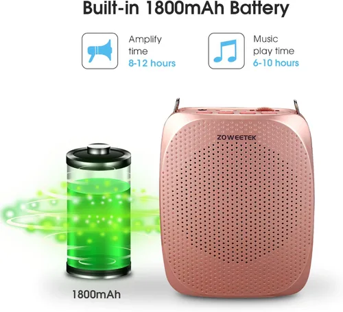 Vista 4 de Zoweetek - Auriculares con micrófono y amplificador de voz para profesores, amplificador de voz personal original, funciona durante 12 horas