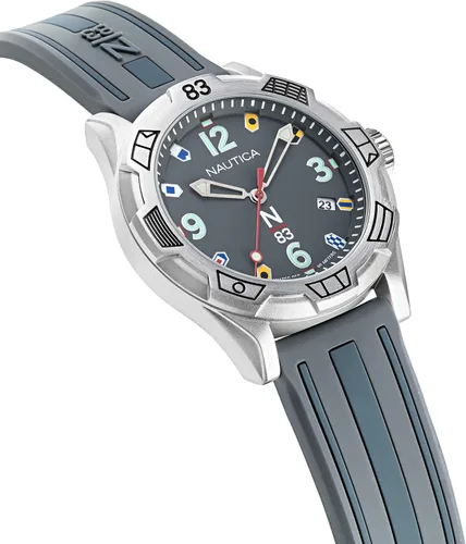 Vista 2 de Nautica NAPPOF901 Polignano - Reloj de silicona con esfera gris de 1.417in, Plateado