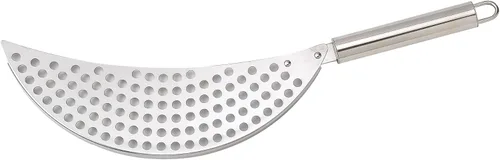 HIC Kitchen - Colador de olla de media luna, acero inoxidable, drena líquidos de alimentos hervidos o al vapor