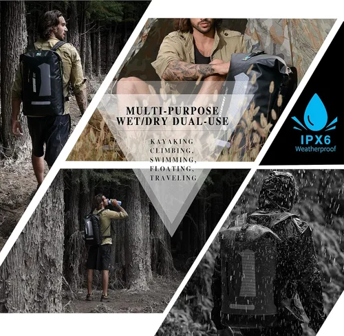 Vista 7 de IDRYBAG Mochila impermeable para hombres 5.28/7.93/10.57 galones, bolsa seca flotante para kayak, mochila seca para senderismo