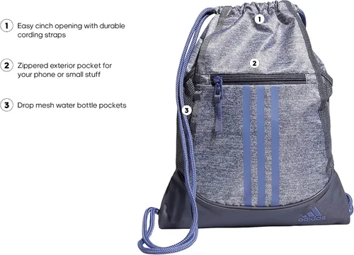 Vista 2 de adidas Alliance II Sackpack talla única Jersey GrisOrbit Violet PurpleOnix Grey Alliance II Sackpack