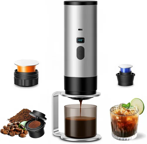 Cafetera portátil 3 en 1, máquina de café expreso, cafetera de viaje autocalentable compatible con cápsulas NS, DG y café molido, pequeña mini