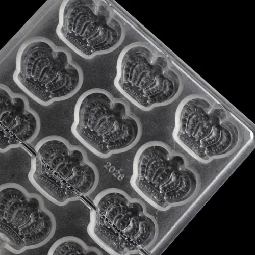 Vista 6 de Moldes de chocolate de policarbonato en forma de corona transparente 3D chocolate Herramientas de decoración de confitería Chocolate Herramientas