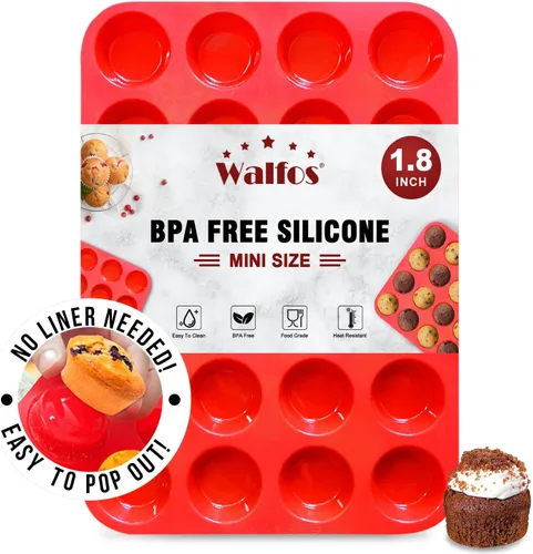Vista 9 de Juego de moldes de silicona para magdalenas Walfos - Molde de silicona regular de 12 tazas y molde de cupcakes mini de 24 tazas - Libre de BPA