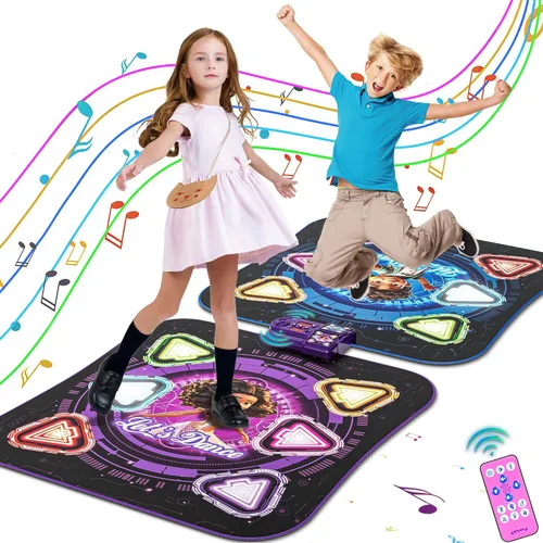 Vista 10 de Juguetes de baile para niñas: 8 botones Frozen Dance Pad inalámbrico Bluetooth juego de baile electrónico para niños con 4 modos de juego Luz LED