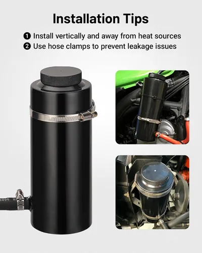 Vista 6 de EVIL ENERGY Tanque de desbordamiento de refrigerante, botella de desbordamiento del radiador 800ml de aluminio universal negro